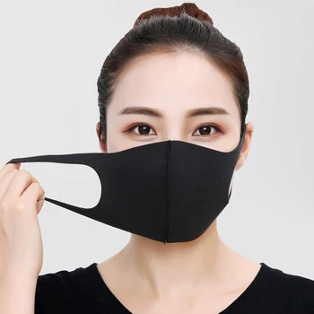 

6pcs/lot Dustproof Reusable Face Mask Sponge Mask Soft High Elasticity Respirator Black Breathable Anti-bacterial Washable Comfy