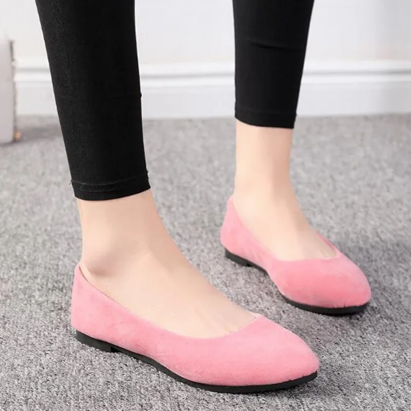 Size 3543 Women Flats Slip on Flat Shoes Candy Color Woman Boat Shoes Black Loafers Faux Suede Ladies Ballet Flats