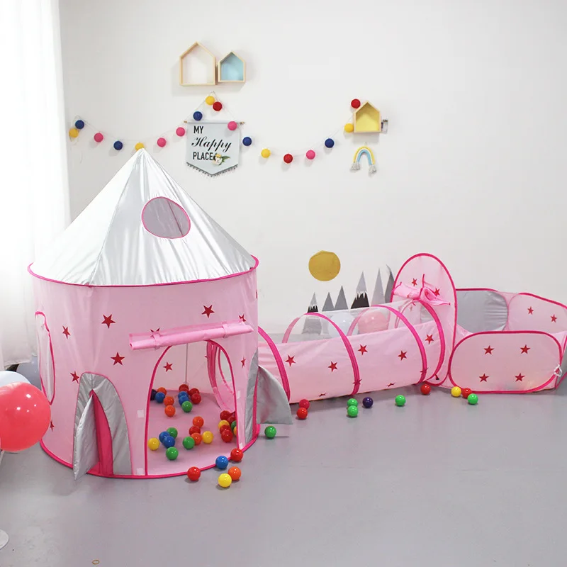 Children's Toy Tent 3 in 1 Crawling Tunnel Castle Play House Ocean Ball Pool Foldable Baby Gift for Boy and Girl New | Игрушки и