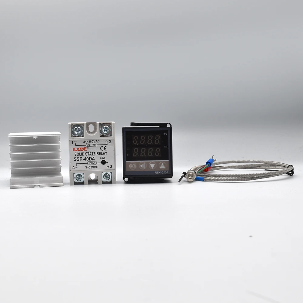 Digital PID Temperature Controller REX-C100 REX C100 thermostat + 40DA SSR Relay+ K Thermocouple 1m Probe RKC