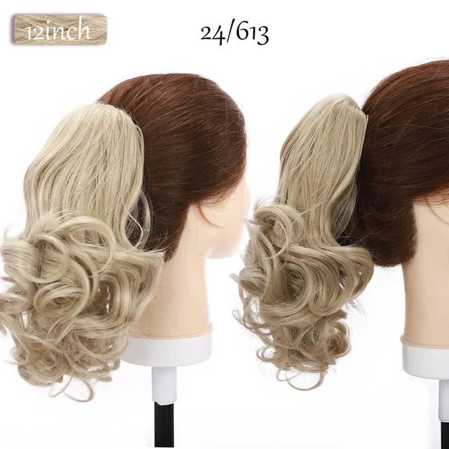 S-noilite Synthetic 12-26inch Claw Clip On Ponytail Hair Extension Ponytail Extension Hair For Women Pony Tail Hair Hairpiece 24-613