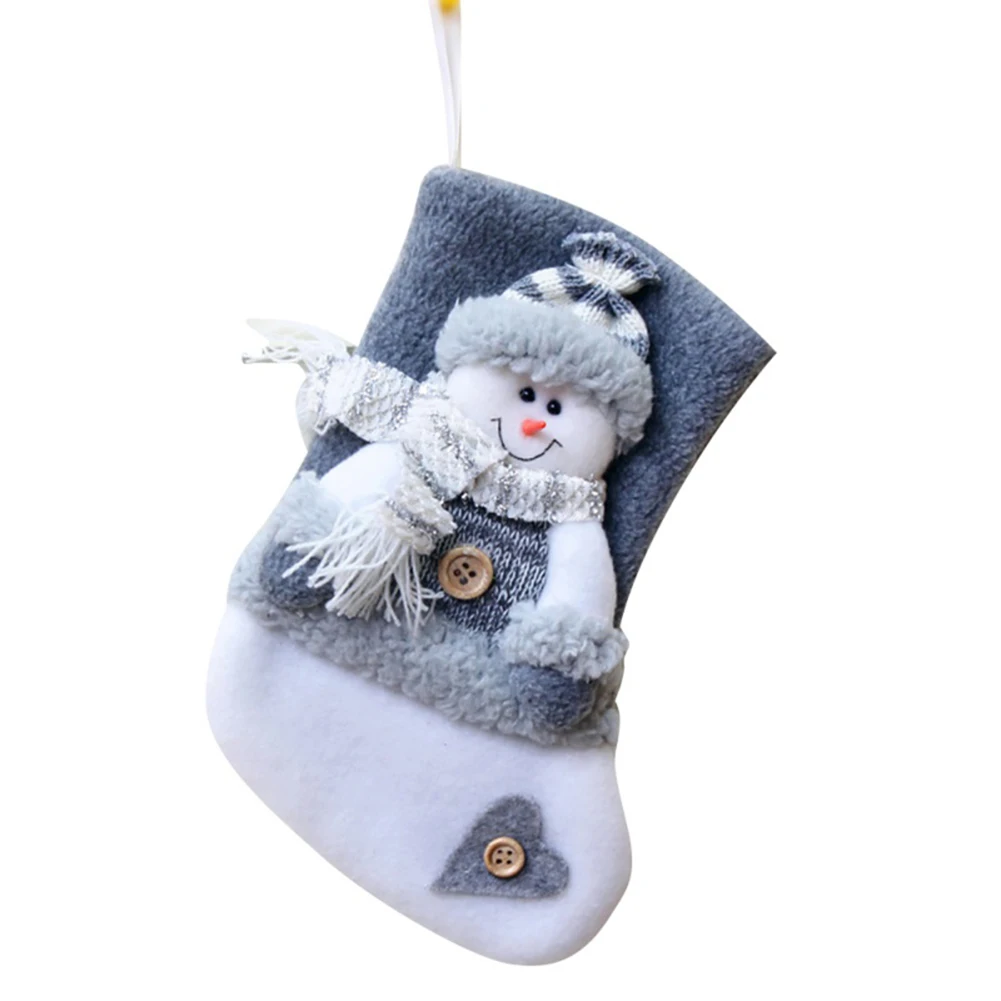 Christmas Socks Home Decoration Christmas Tree Ornaments Gray Santa Claus Elk Snowman Christmas Gift Bag Home Party Decor - Цвет: Snowman