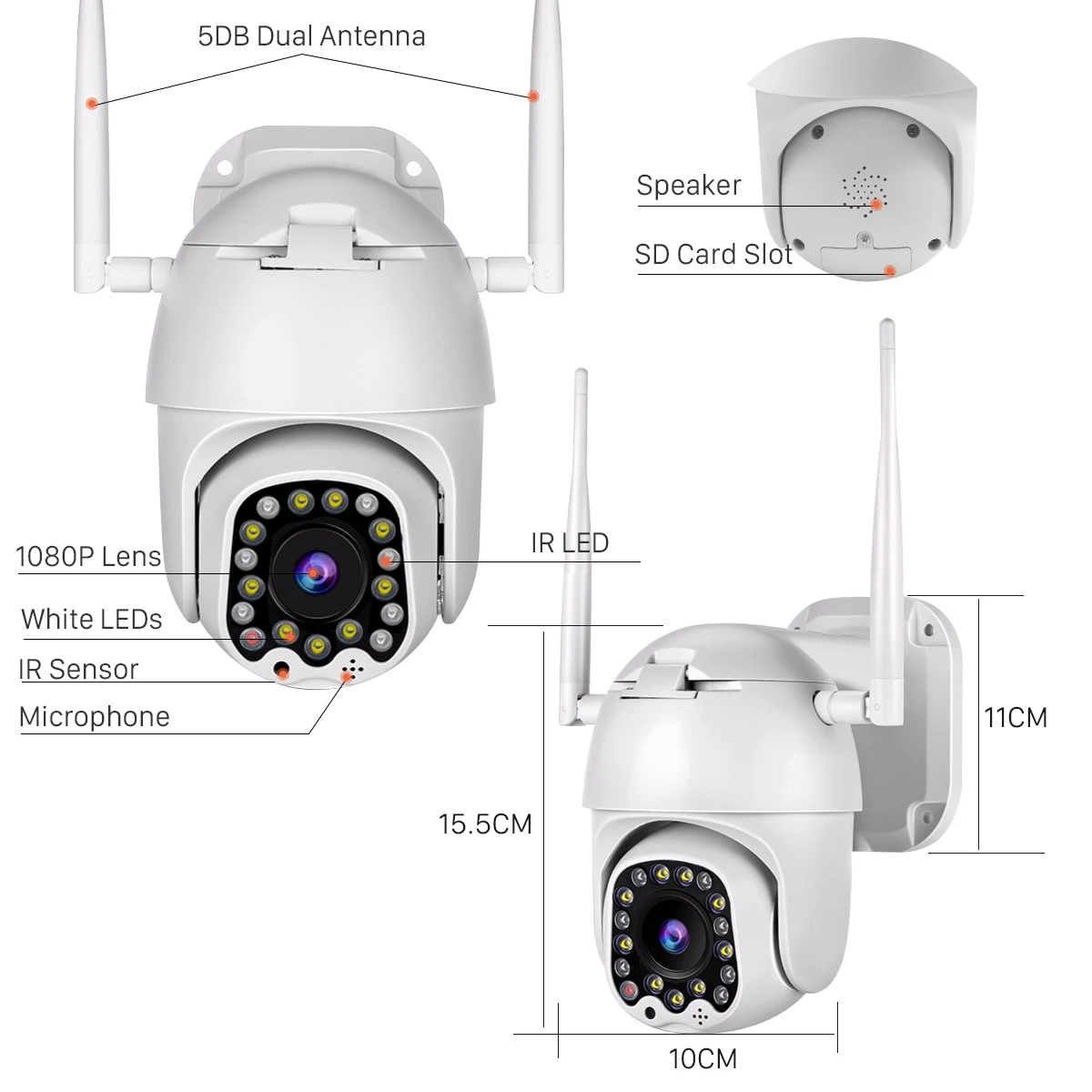 Besder открытый сигнализатор движения 2MP IP Камера Wi-Fi 4X цифровой зум двойная антенна Скорость купол Камера с Сирена светильник облачного хранилища