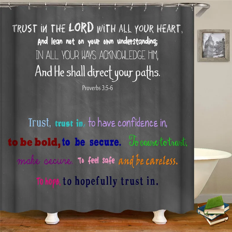 

Color letter printing solid color shower polyester fabric bathroom waterproof shower curtain for home decoration curtains