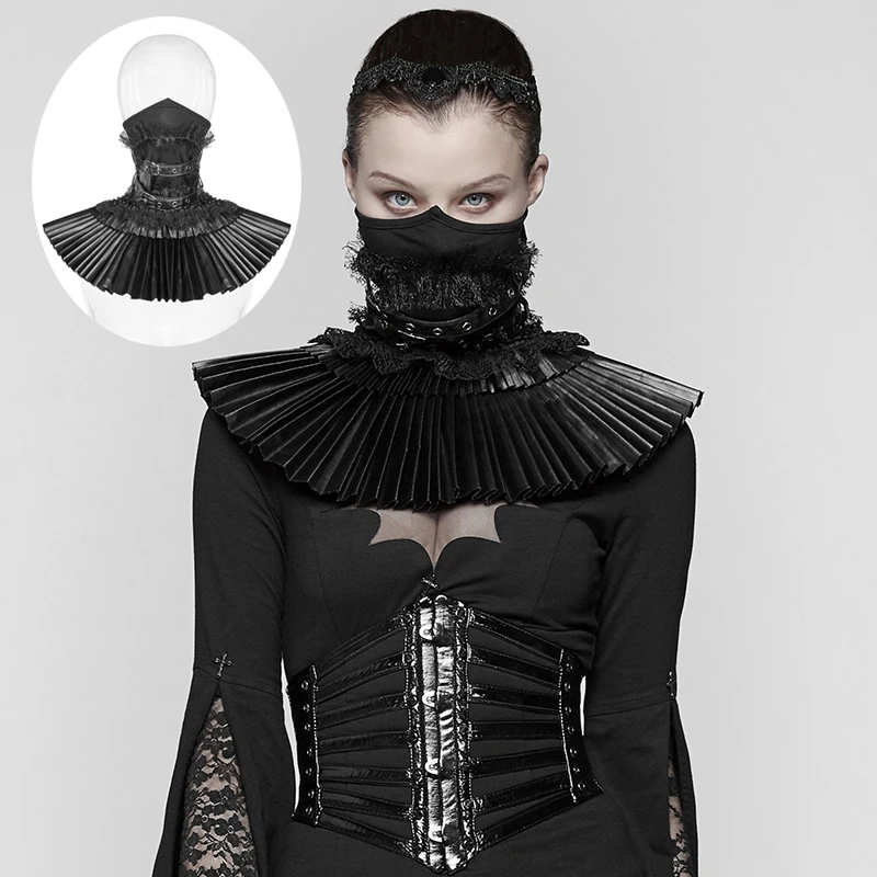 

PUNK RAVE Women Victorian Gothic Black Mask Fake Collar Fashion Novelty Steampunk Mask Stage Perform Accessories