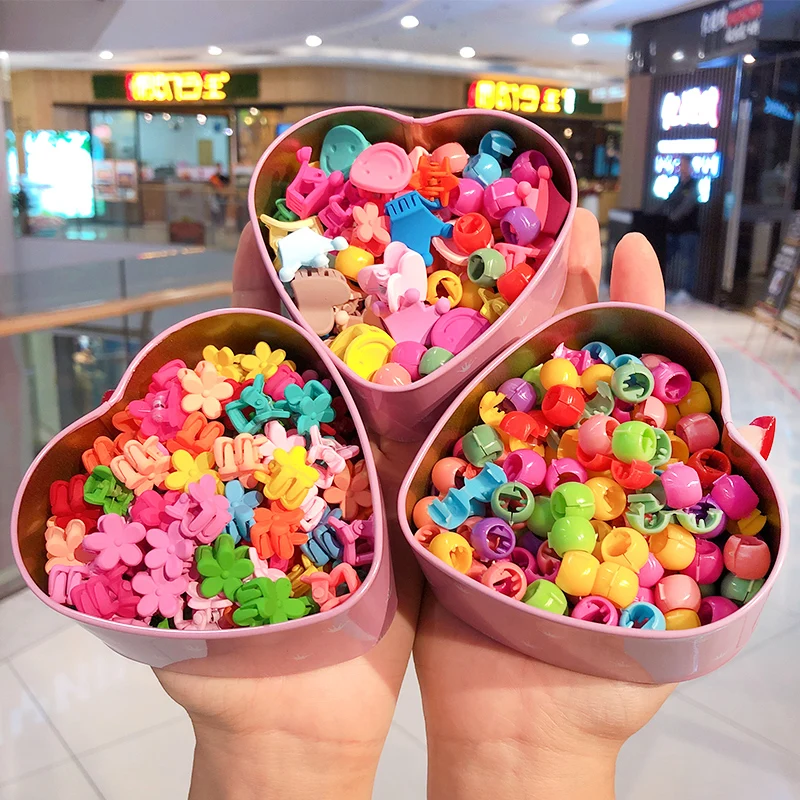 

50/60/100 Pcs/Box Cute Girls Women Heart Flower Crown Animals Colorful Hair Claws Sweet Hairpins Hair Clips Kid Hair Accessories