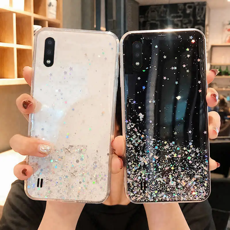 Glitter Mobile Cover For Samsung Galaxy M01 KHUMANIA™ Blue, Pink