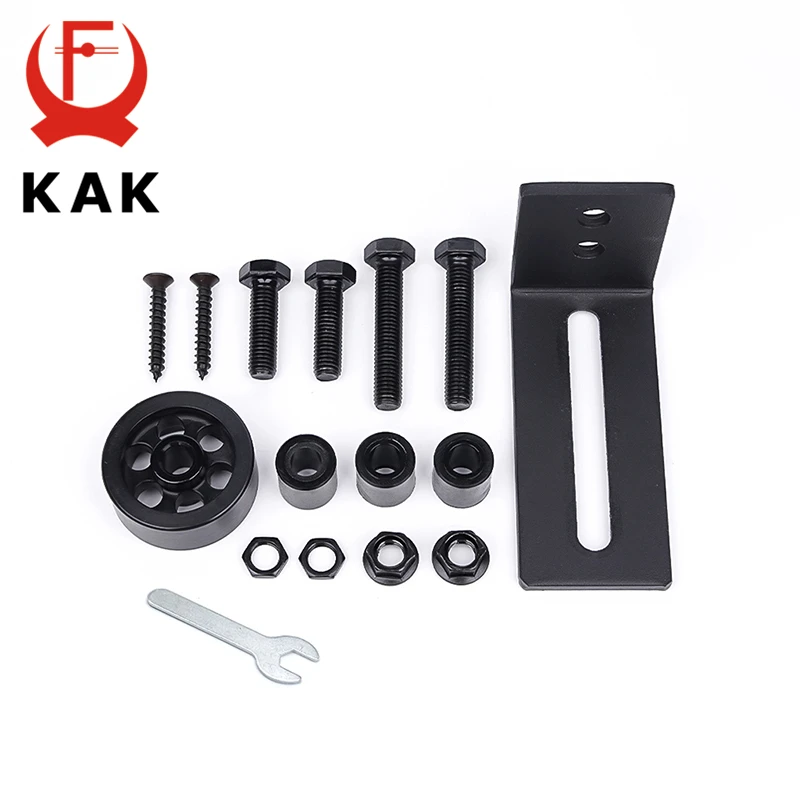 KAK 8 in 1 Adjustable Door Roller Black Window Roller Sliding Door Slides Rails Barn Floor Guide Flush Design Hardware