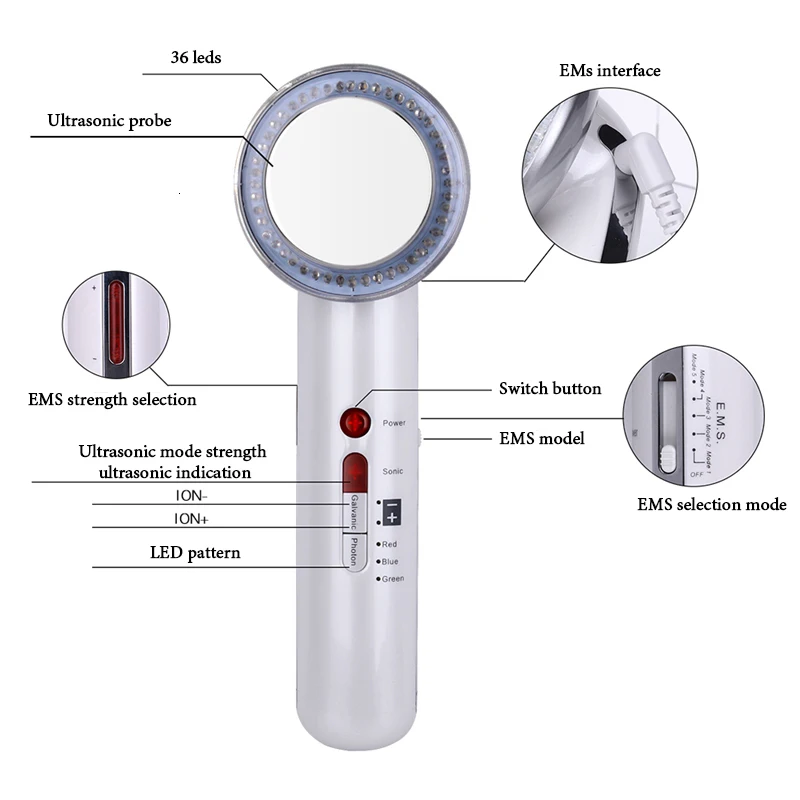 7 в 1 ультразвуковая машина для похудения лица, EMS для тела, Антицеллюлитный ожог, лифтинг для лица, кавитация, потеря веса, терапия, массажер