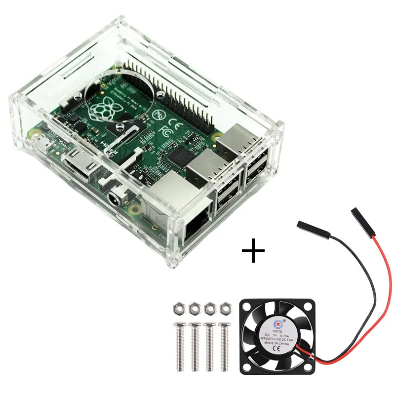 case with fan Raspberry Pi 4 Модель B прозрачный акриловый чехол с охлаждающим вентилятором с радиатором - Цвет: case with fan