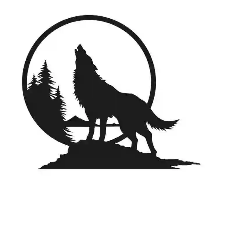 Pegatina WOLF HOWLING AT THE MOON TREES scenery Vinyl Decal Sticker Car Truck Home Decor Decor Mural Wild Animal Sticker