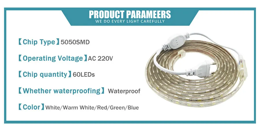 SMD 5050 AC220V Светодиодные ленты гибкий светильник 60 светодиодный s/m Водонепроницаемый светодиодный лента светодиодный светильник с Мощность штекер Адаптер длиной 1 м/2 м/3M/5 M/6 M/8 м/9 м/10 м/15 м/20 м