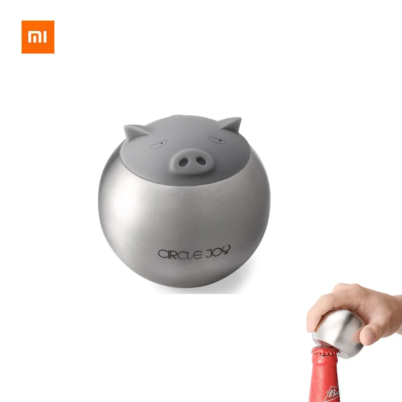 

Xiaomi Mijia Youpin Circle Joy Round Pig Creative Beer Bottle Opener Silver Lovely Shape Easy Opening And Varied Functions