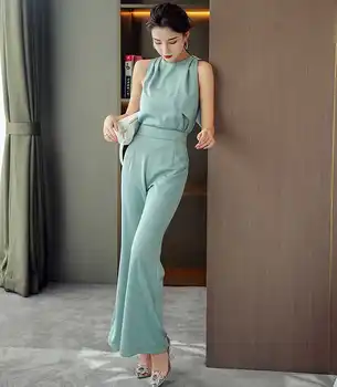 

Summer Elegant women 2-Piece Sets O neck Top + High Waist Long Pants OL Work Business Casual Suit
