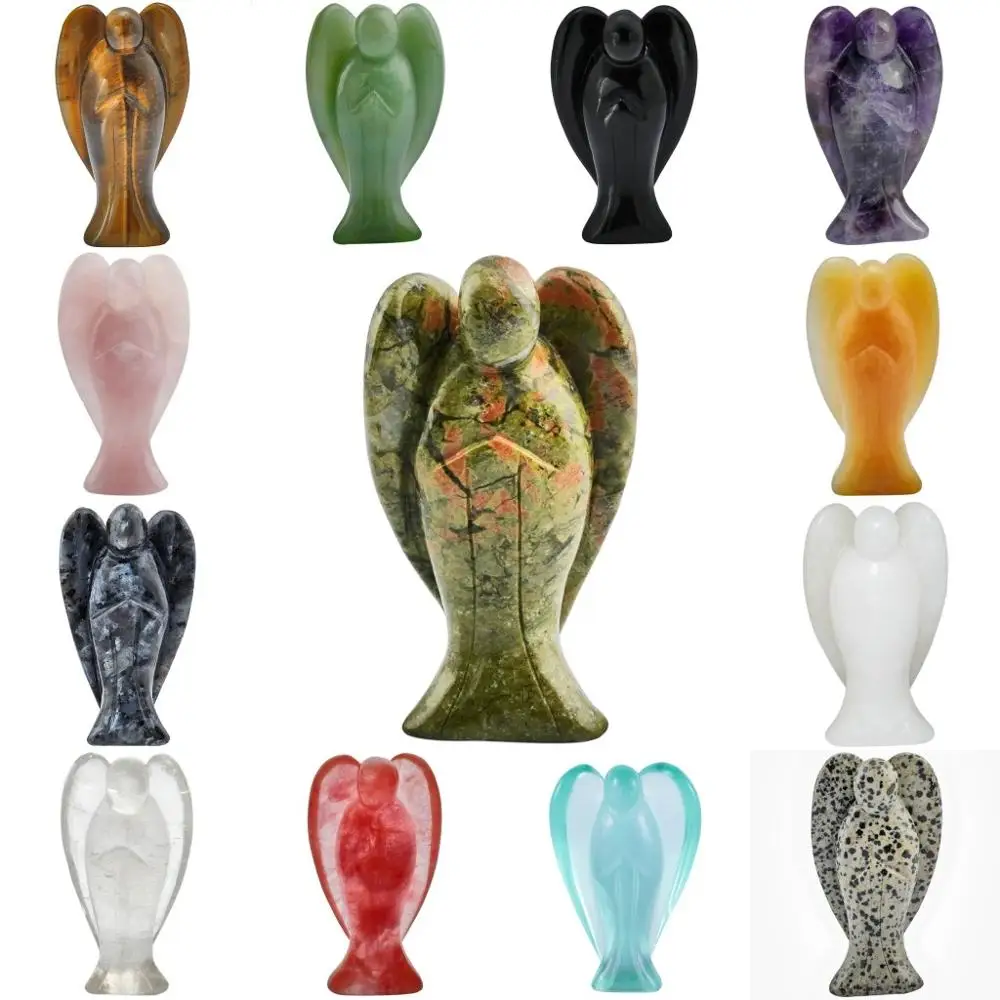

SUNYIK 3 inch Crystal Pocket Guardian Angel Healing Gem Stone Figurines