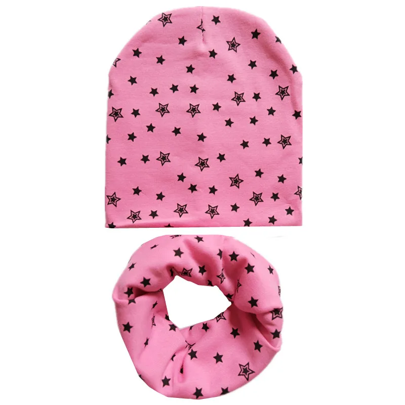 New Star Print Crochet Children Hat Scarf Autumn Winter Girls Boys Warm Caps Baby Kids Hat Scarf Set Child Cap Baby Beanie Hats 