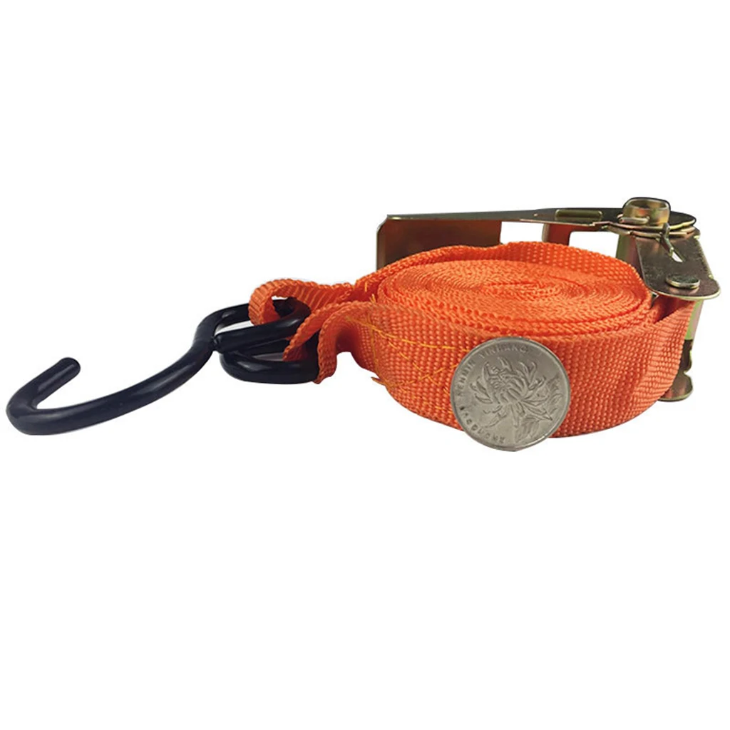 2 Pieces Tie Down Heavy Duty Ratchet Buckle Hook Truck Cargo Metal Strap 1