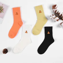 Женские хлопковые носки, модные, новые, Мультяшные, животные, вышивка, дикая серия, женские, популярные, дезодорирующие, индивидуальные, дышащие носки, AA41