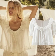 

Withered Indie Folk Vintage Elegant Lace Patchwork Peter Pan Collar Blouse Women Blusas Mujer De Moda 2021 Casual Shirt Women