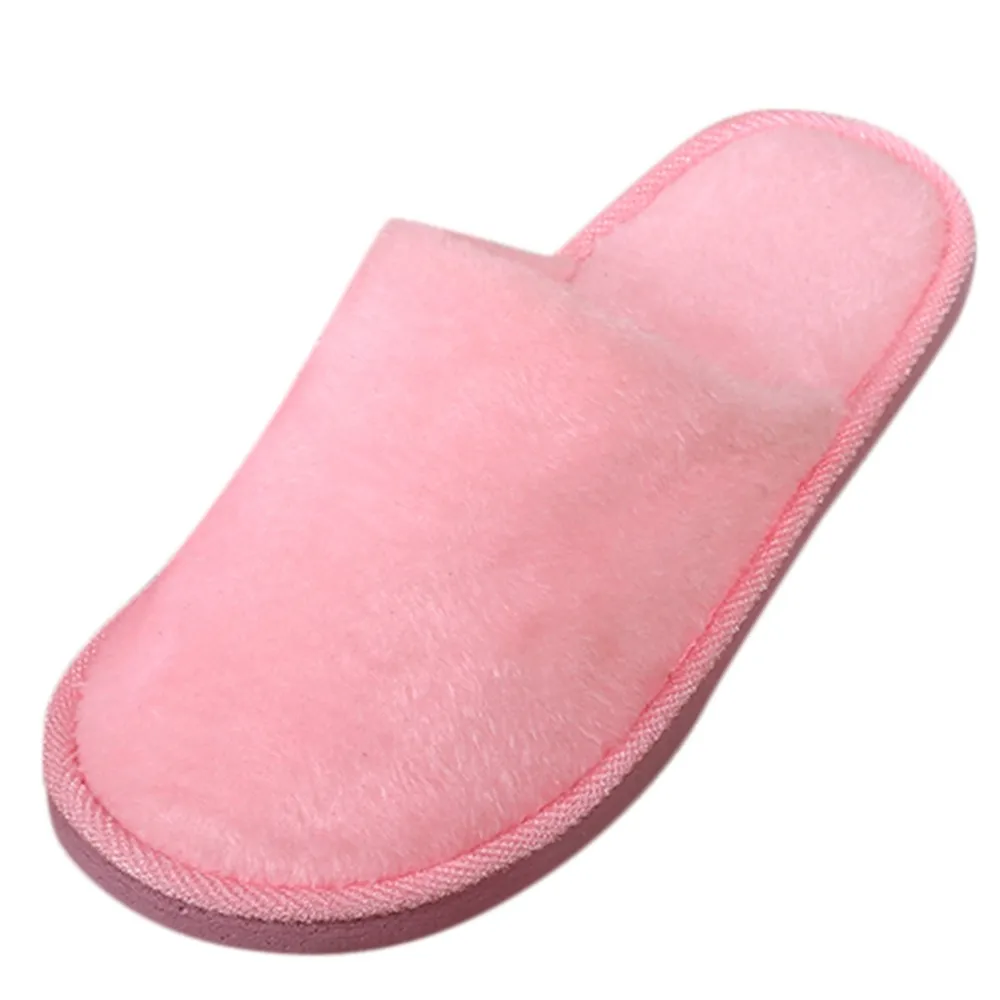 Тапочки; Мужская зимняя флисовая домашняя обувь; домашняя обувь для влюбленных; теплая мягкая обувь на плоской подошве; однотонная мужская обувь; домашняя обувь без шнуровки;# YL5 - Цвет: Розовый