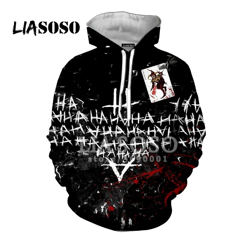 LIASOSO 3D принт для женщин и мужчин Джек Джокер покер Venom Haha толстовки с капюшоном повседневные топы уличная одежда X2695 - Цвет: 17