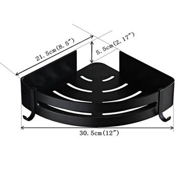 

Three-Layer Corner Frame Wall-Mounted Black Aluminum Bathroom Soap Box Bathroom Shower Rack