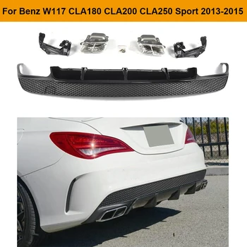 

Car Rear Bumper Diffuser Lip With Exhaust Tips For Mercedes Benz W117 CLA180 CLA200 CLA220 CLA250 Sport Sedan 2014 2015