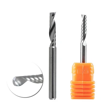 

2PCS 1/8 Single Flute Flat Nose Spiral Carbide End Mill CNC Router Bits 15mm