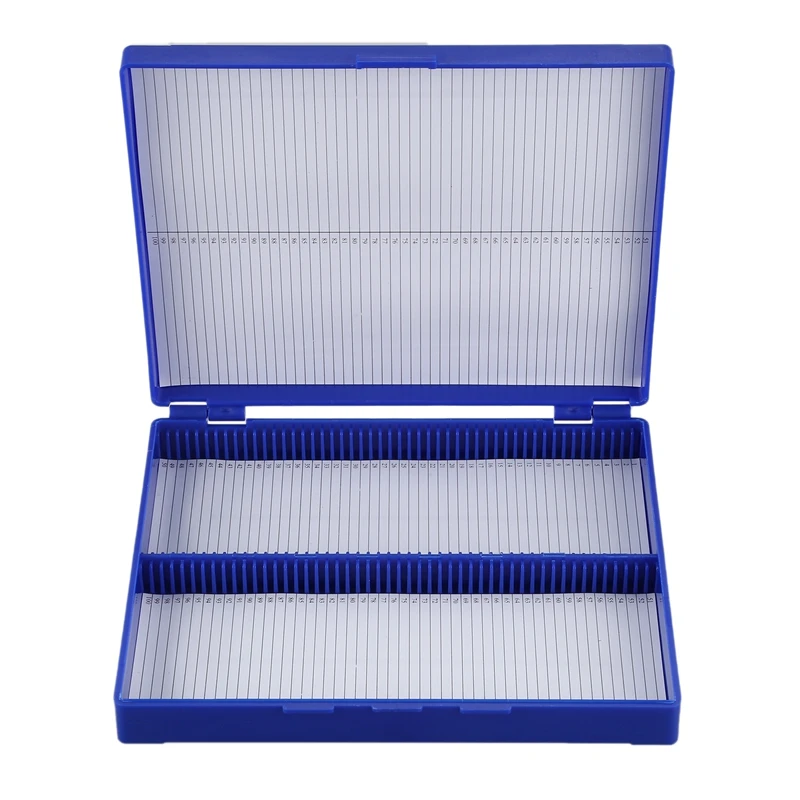 

Royal Blue Plastic Rectangle Hold 100 Microslide Slide Microscope Box