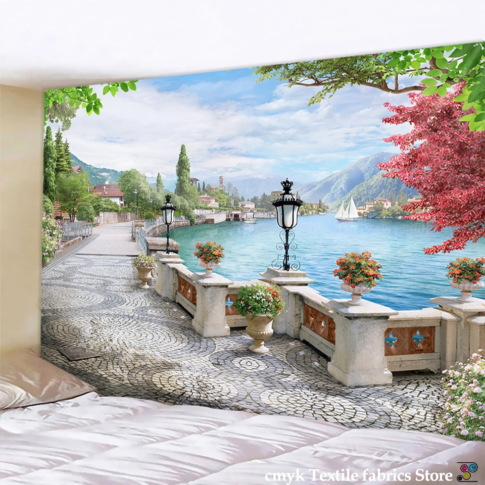Beautiful Ancient Architecture Print Wall Hippie Tapestry Polyester Fabric Home Decor Wall Rug Carpets Hanging Big Couch Blanket tapestry decor