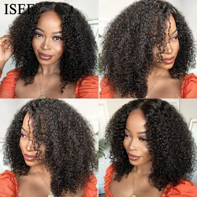 Mongolian Kinky Curly Wigs For Women ISEE HAIR Curly Lace Closure Wigs Curly Lace Front Human Hair Wigs 13X4 Lace Frontal Wig 3