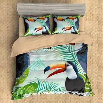 

Summer Tropical Plant Fruit Bedding Set Cute Toucan Duvet Cover Set Cactus Pineapple Bed Linen Set Twin Full Quueen King Bedding