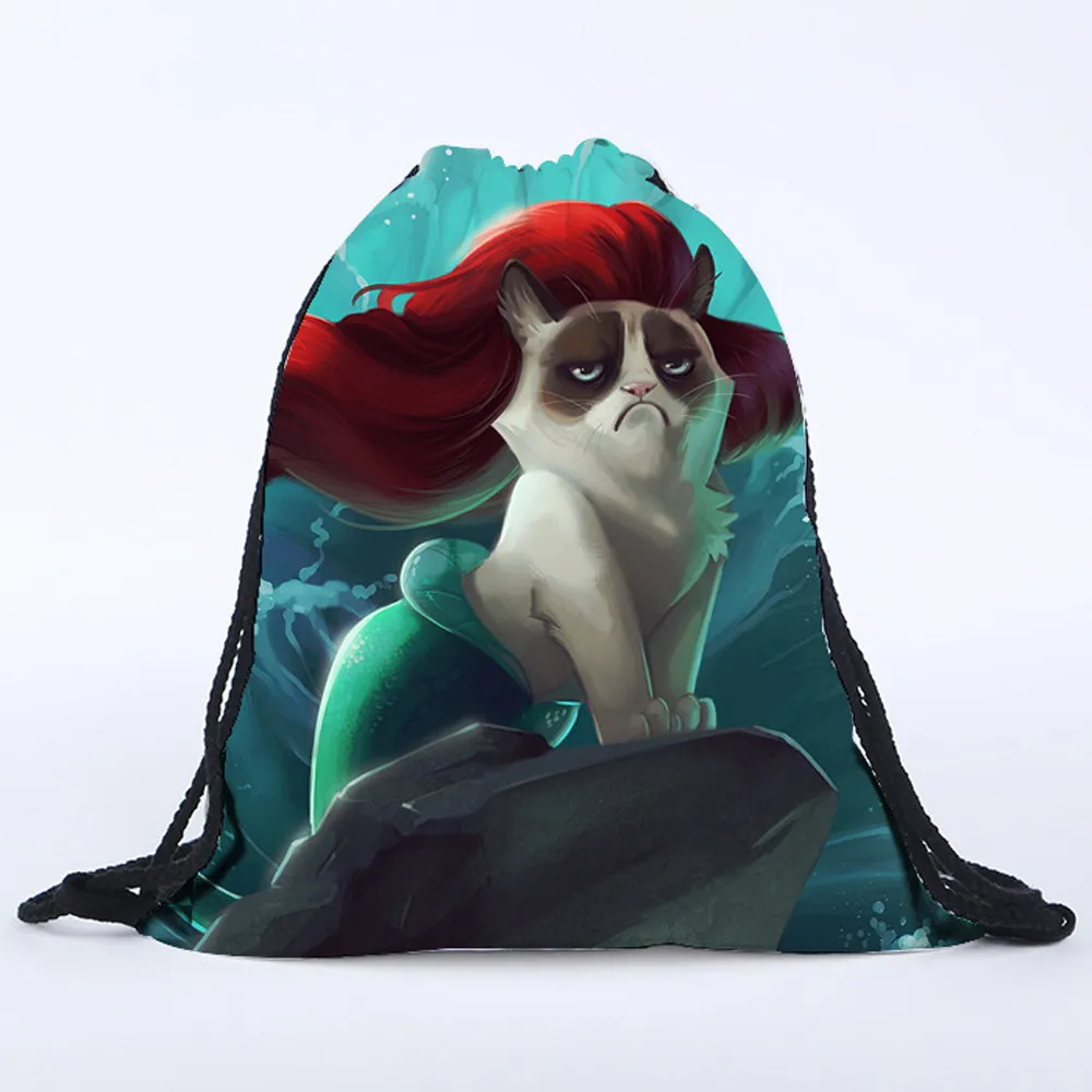 

Women Men funny Drawstring backpack cartoon 3D Printing Bags Drawstring Children Storage Bag pocket pouch shoes bags Rucksack