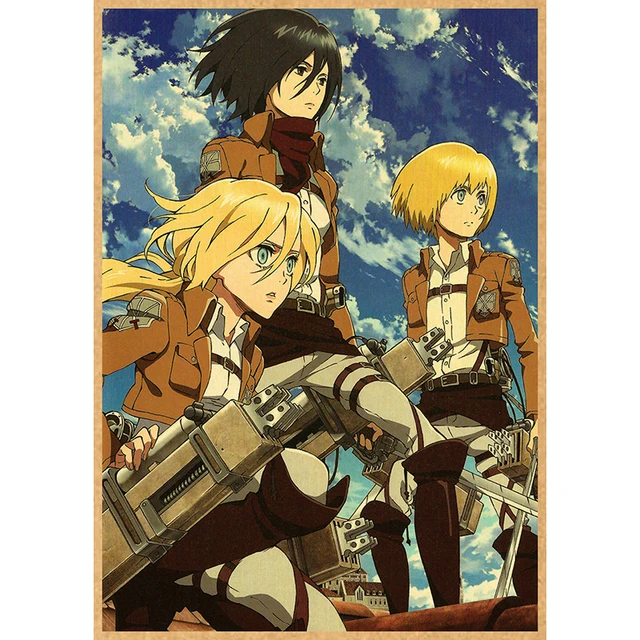 Attack on Titan Anime Poster Decor For Home Posters Room Wall Pictur Kraft Paper Retro And Prints Art Bar Cafe Stickers 14