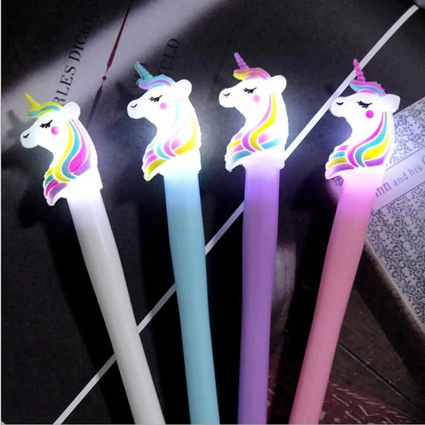 Креативный милый рисунок единорога гелиевая ручка Новинка Светодиодный