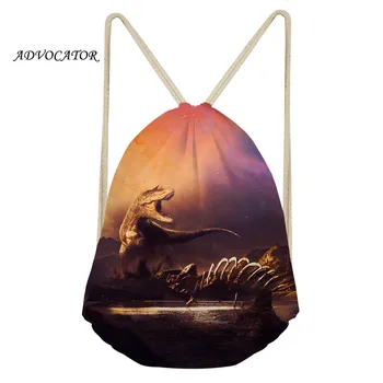 

Boys Drawstring Bags 3D Dinosaur Printing Backpacks for Teenagers Travel Storage Pouch Custom Logo String Back Pack Sac Cordon
