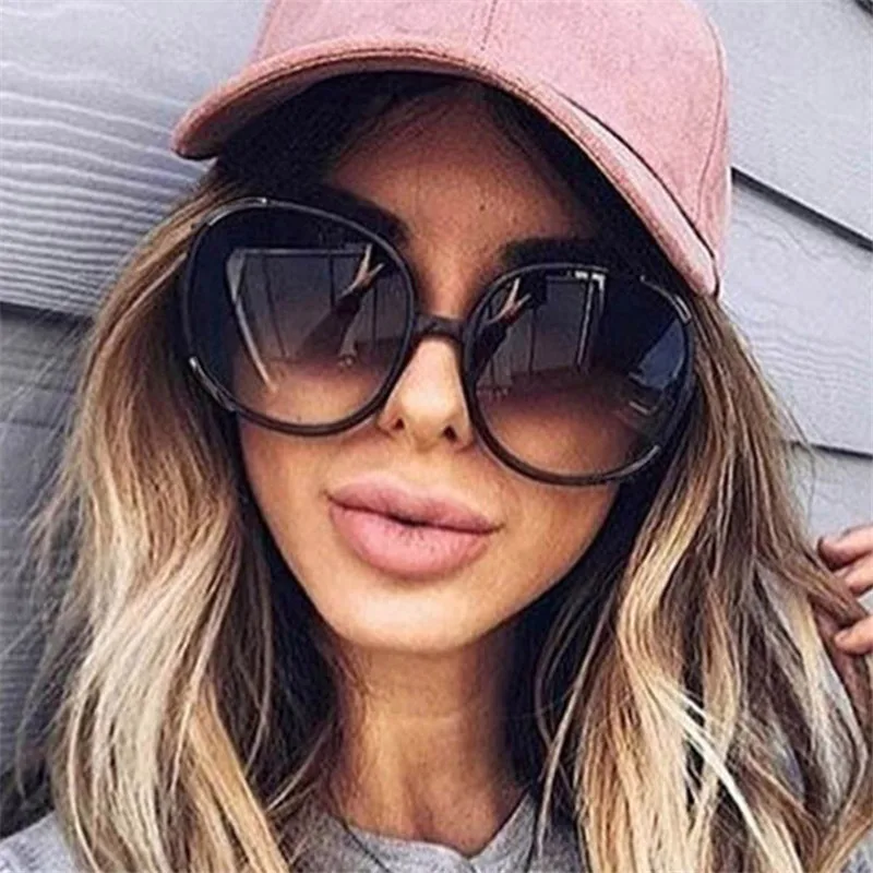 

CURTAIN Oversized Lady Fashion Plastic Eyewear Gradient Sun Glasses 2020 New Round Sunglasses Women Female UV400 Gafas De Sol