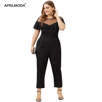 

Summer Sexy Jumpsuits Women Rompers Elegant Bandage Black Casual See Through Jumpsuit Loose Overalls Plus Size Jumpsuits Boho