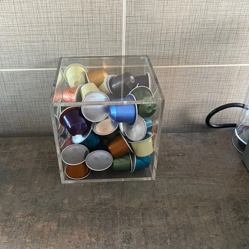 Capsule coffee storage table top with dust-proof box shop bar transparent for 50 capsules | Дом и сад