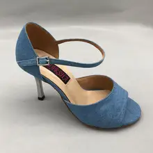 Модная женская обувь для латиноамериканских танцев бальные туфли Сальса Танцевальная обувь для танго и свадьбы 6205b-джинсы