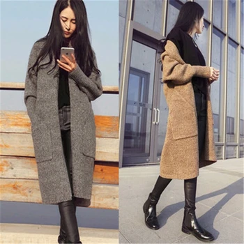 

Long Section Cardigan Sweater Female 2019 spring Autumn Fashion New Loose Long-Sleeve Sweater Knit Cardigan Tide Female cardigan