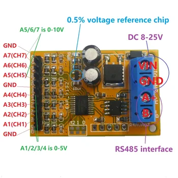 

0-5V/0-10V 7ch Voltage Analog Acquisition RS485 Modbus RTU R4AVA07 Module