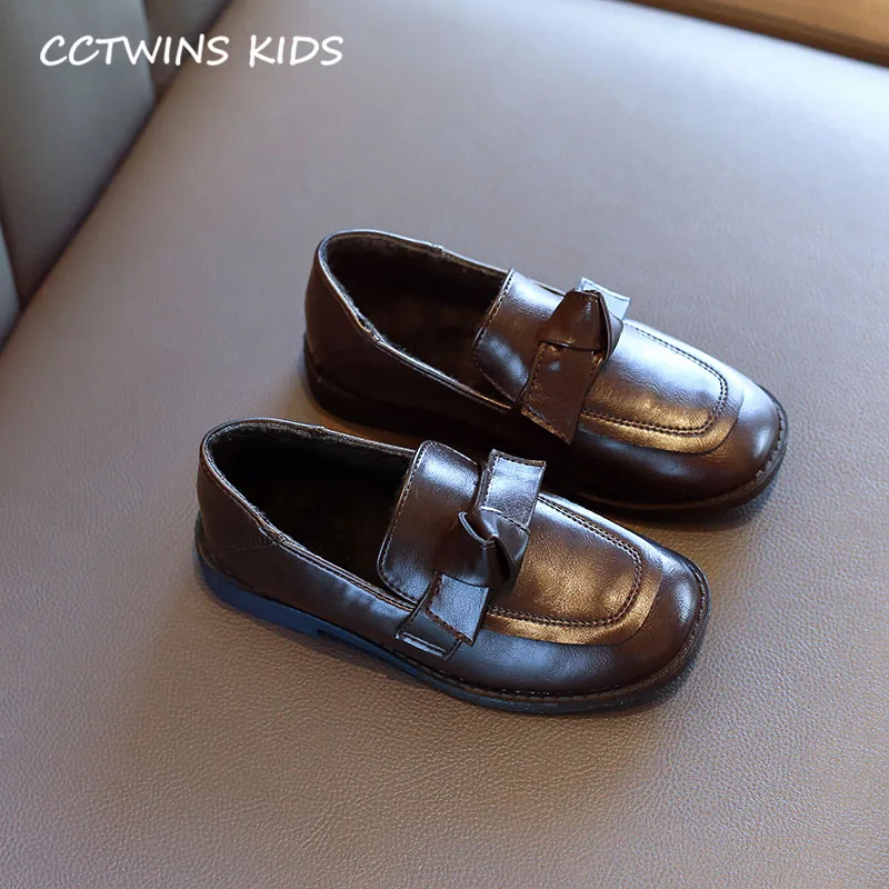 CCTWINS/детская обувь; коллекция года; зимняя детская обувь без шнуровки; брендовые лоферы с бабочками для маленьких девочек; обувь из искусственной кожи для малышей; LM2087 - Цвет: Thin Brown
