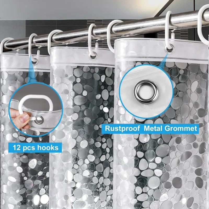 3D Shower Curtain Waterproof Mildew EVA Bath Curtains Modern Cobblestone Pattern Translucent Bathroom Curtain With Hooks shower curtains
