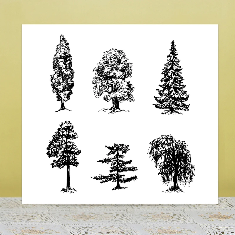 Azsg Tall Pine Tree Clear Stamps For Diy Scrapbooking Card Making Album Decorative Rubber Stamp Crafts Stamps Aliexpress