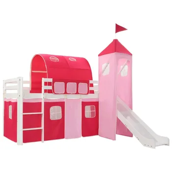 

vidaXL Children Loft Bed Frame with Slide Ladder Pinewood 97 x 208cm