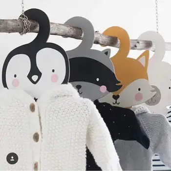 

Wood Hanger Cartoon Penguin Bear Kids Clothes Rack Children's Room Decoration