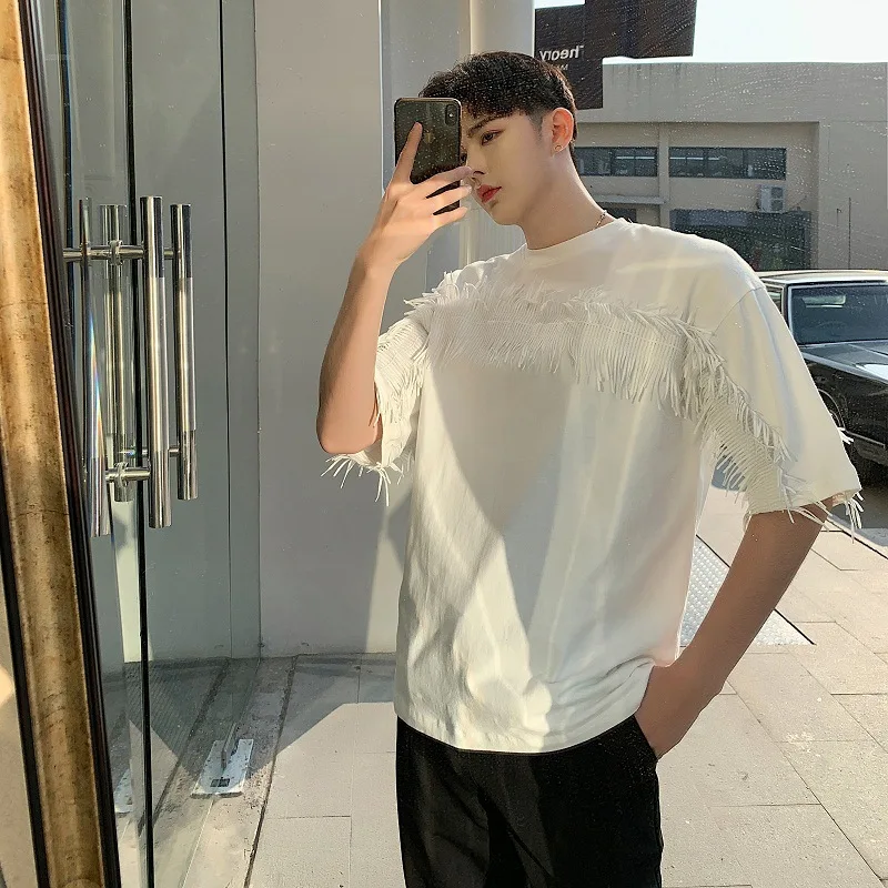 

Self Built Station Pinnae Cypress Water Soluble Stereo Embroidered Loose Version of T-shirt Designer Men'S Wear A345-106