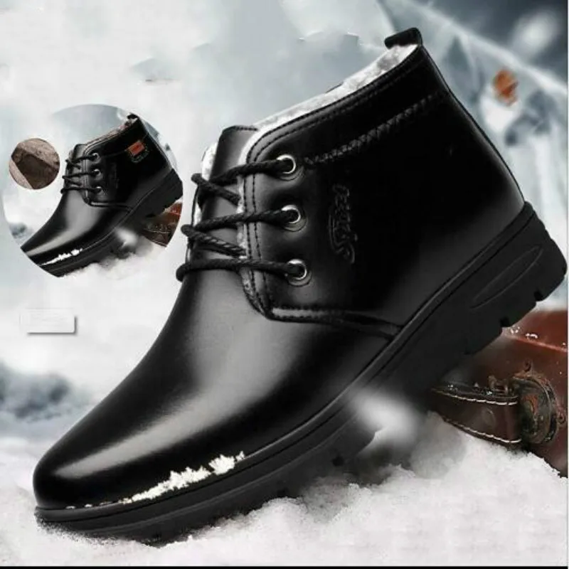 Koop Merk Hot Warm Houden Mannen Winter Laarzen Hoge Kwaliteit Echt Leer Dragen Casual Schoenen Werken Mode Mannen Schoenen Ghn89