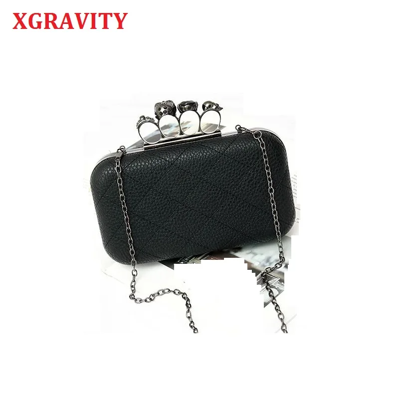 Мини-сумки XGRAVITY сумка-тоут с черепом на палец элегантная сумка цепочке Женские